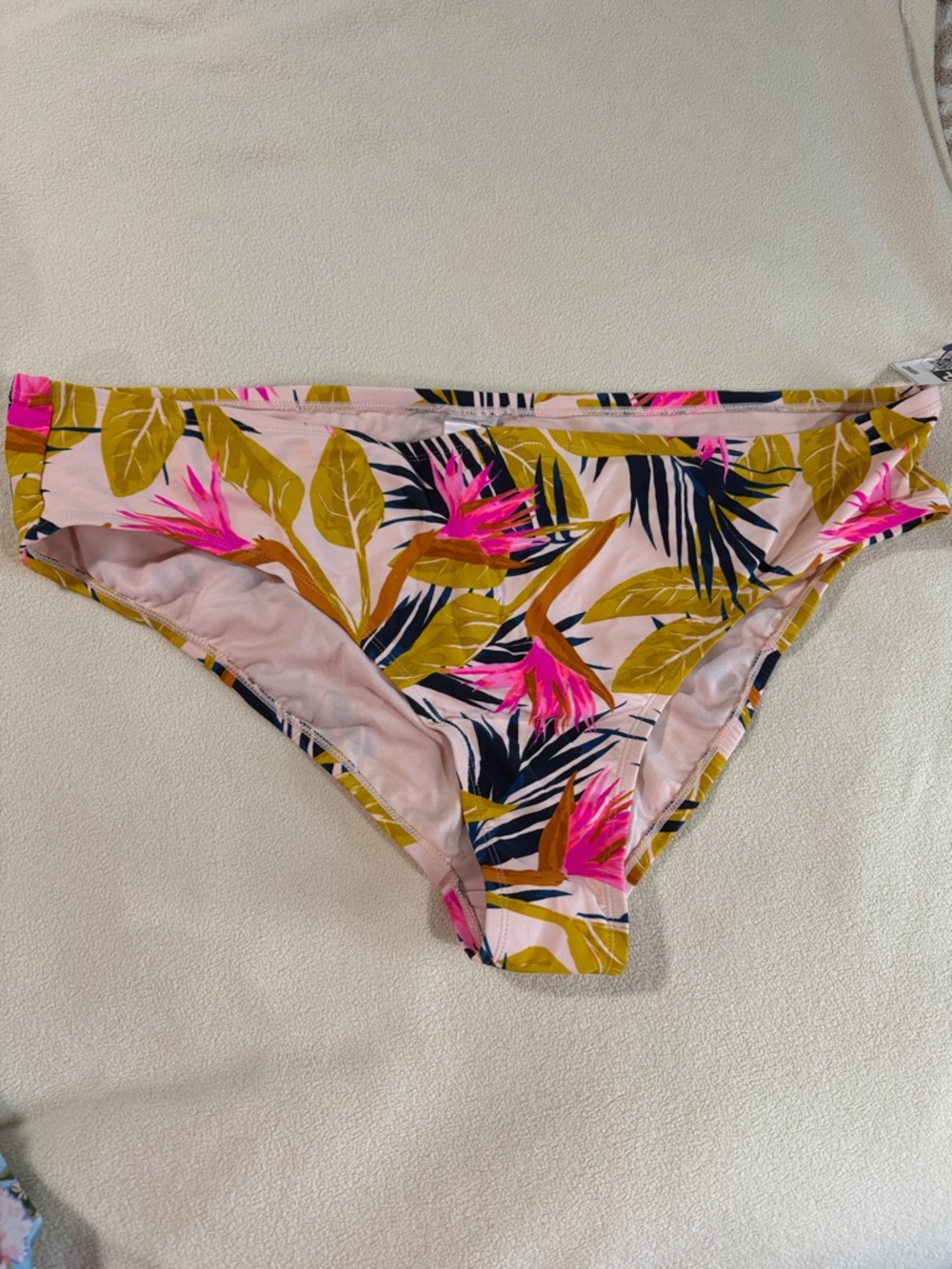 Xhilaration Neon Pink and Olive Floral Bikini Bottom
